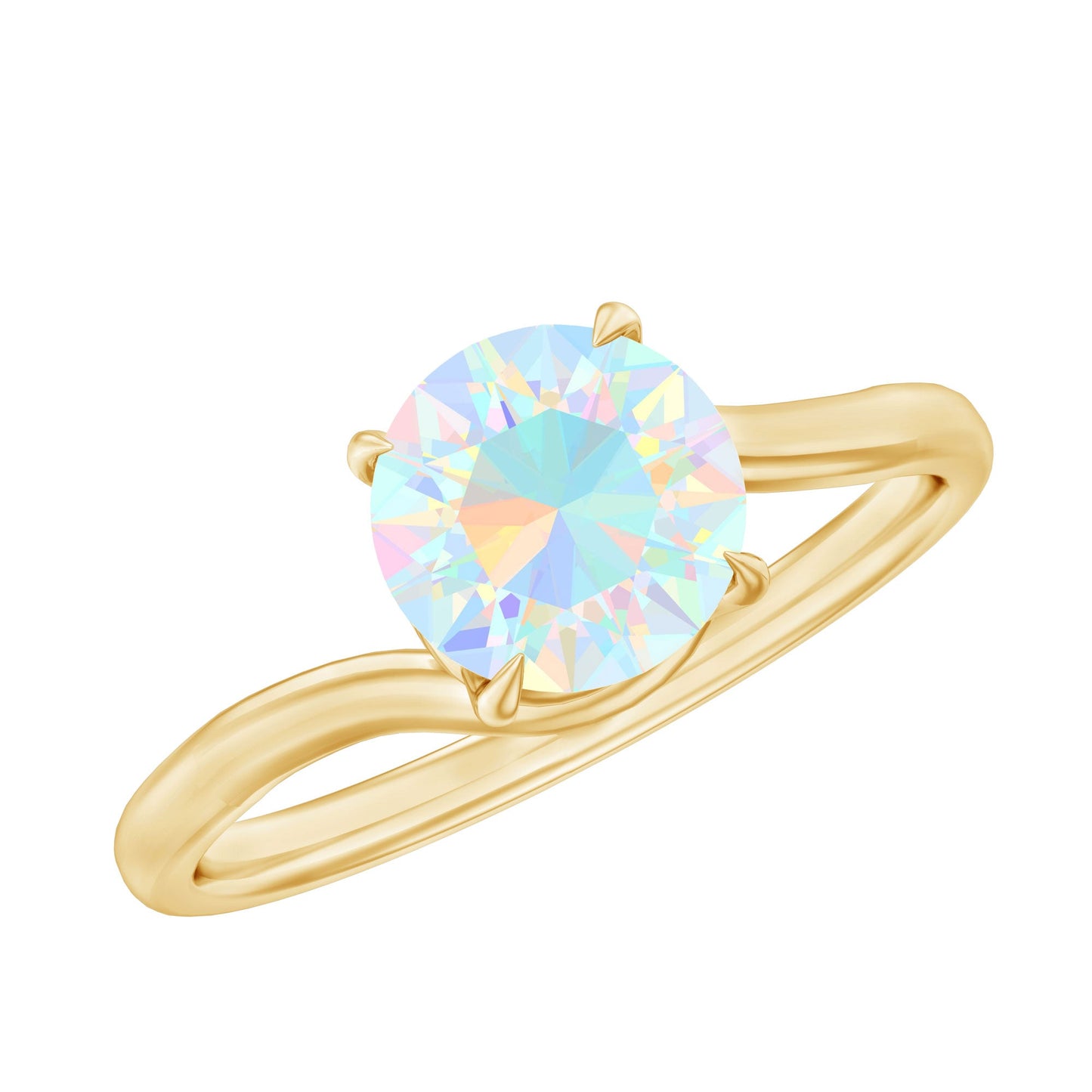 Certified Real Ethiopian Opal Solitaire Engagement Ring with Bypass Shank