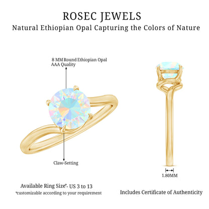 Certified Real Ethiopian Opal Solitaire Engagement Ring with Bypass Shank
