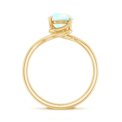 Certified Real Ethiopian Opal Solitaire Engagement Ring with Bypass Shank