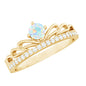 Natural Ethiopian Rainbow Opal Crown Promise Ring with Diamond