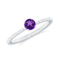 Real Amethyst Promise Ring with Diamond for Women