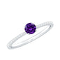 Real Amethyst Promise Ring with Diamond for Women