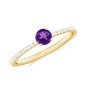 Real Amethyst Promise Ring with Diamond for Women