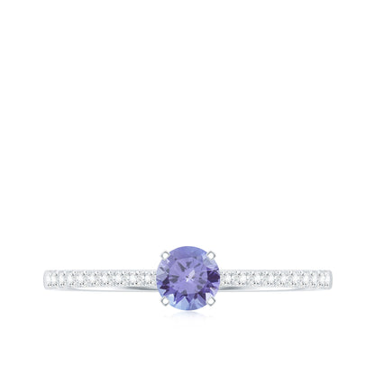 Minimal Tanzanite Diamond Promise Ring for Engagement