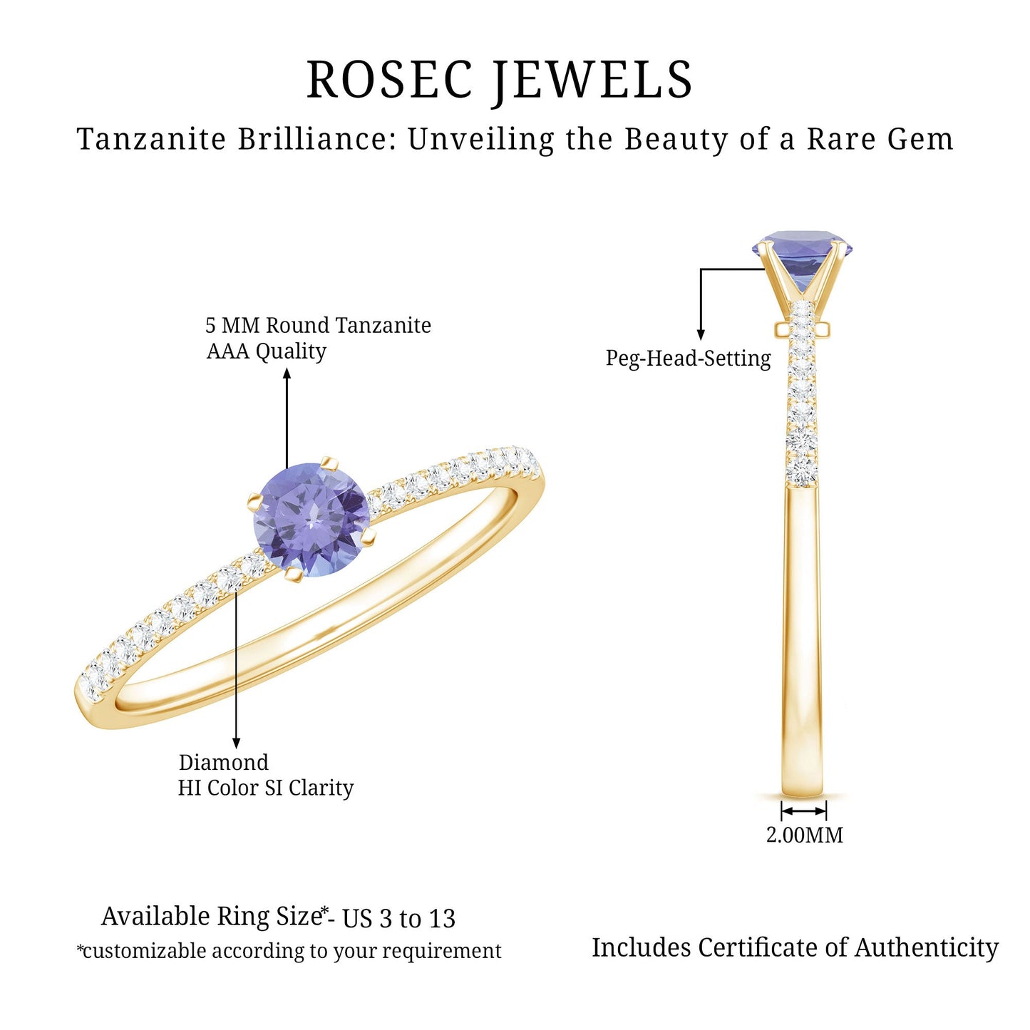 Minimal Tanzanite Diamond Promise Ring for Engagement