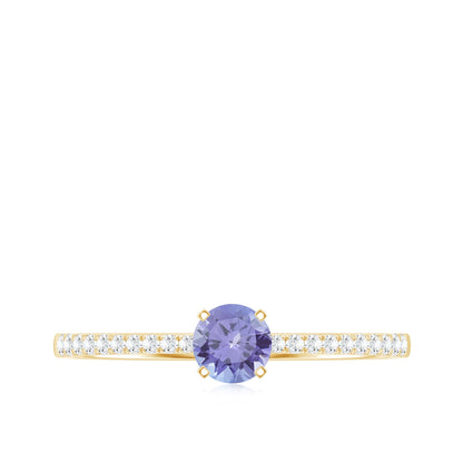 Minimal Tanzanite Diamond Promise Ring for Engagement