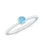 Natural Aquamarine Promise Ring with Diamond Side Stones