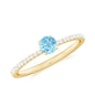 Natural Aquamarine Promise Ring with Diamond Side Stones