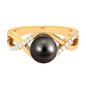 Tahitian Pearl Crossover Diamond Infinity Engagement Ring
