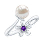 Cultured 3 Carat Freshwater Pearl Flower Ring with Amethyst
