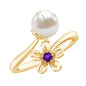 Cultured 3 Carat Freshwater Pearl Flower Ring with Amethyst