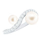 Natural Freshwater Pearl Toi Et Moi Engagement Ring with Diamond