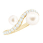 Natural Freshwater Pearl Toi Et Moi Engagement Ring with Diamond