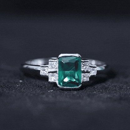 Certified Lab Grown Emerald Diamond Art Deco Engagement Ring