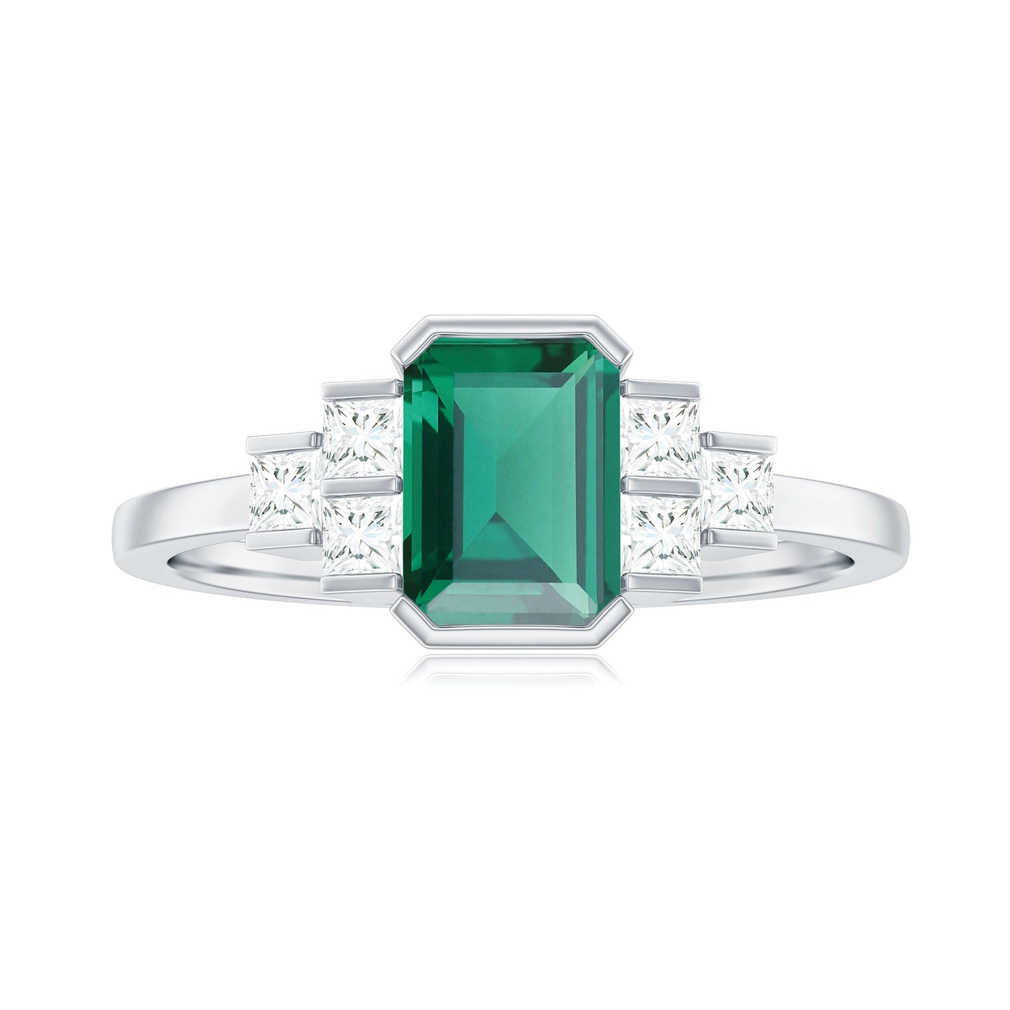Certified Lab Grown Emerald Diamond Art Deco Engagement Ring