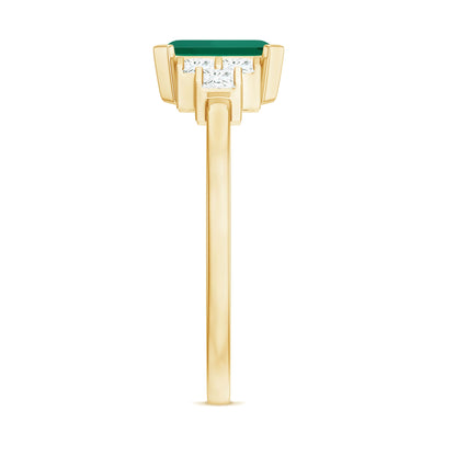 Certified Lab Grown Emerald Diamond Art Deco Engagement Ring
