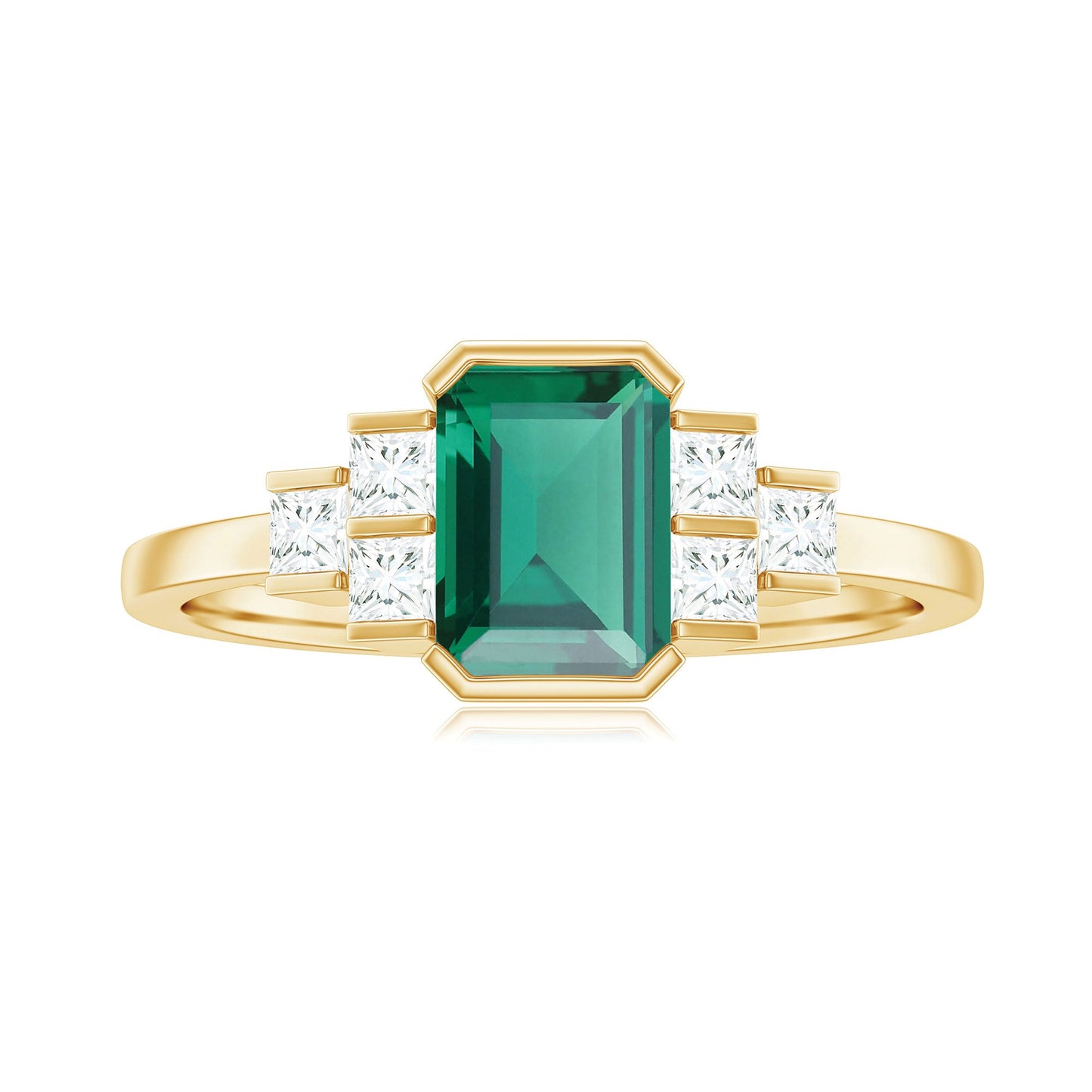 Certified Lab Grown Emerald Diamond Art Deco Engagement Ring