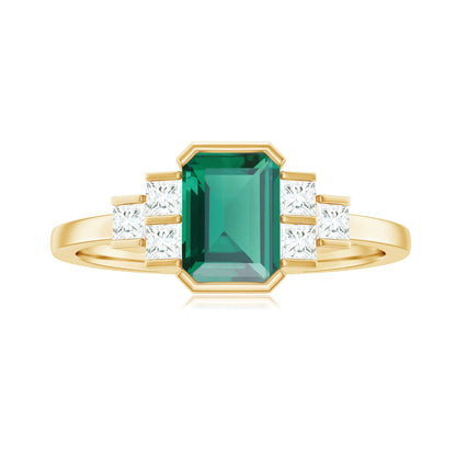 Certified Lab Grown Emerald Diamond Art Deco Engagement Ring