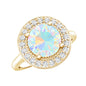 Vintage Inspired 2 Carat Opalescent Engagement Ring with Diamond Halo