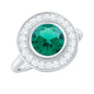 Vintage Looking 2 Carat Lab Grown Emerald Engagement Ring with Halo