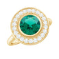 Vintage Looking 2 Carat Lab Grown Emerald Engagement Ring with Halo