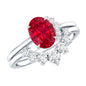 Oval Created Ruby Solitaire Wedding Ring Set with Diamond