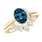 Oval London Blue Topaz and Diamond Designer Ring Set