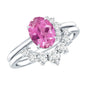 1 Carat Oval Pink Tourmaline and Diamond Wedding Ring Set