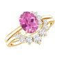 1 Carat Oval Pink Tourmaline and Diamond Wedding Ring Set