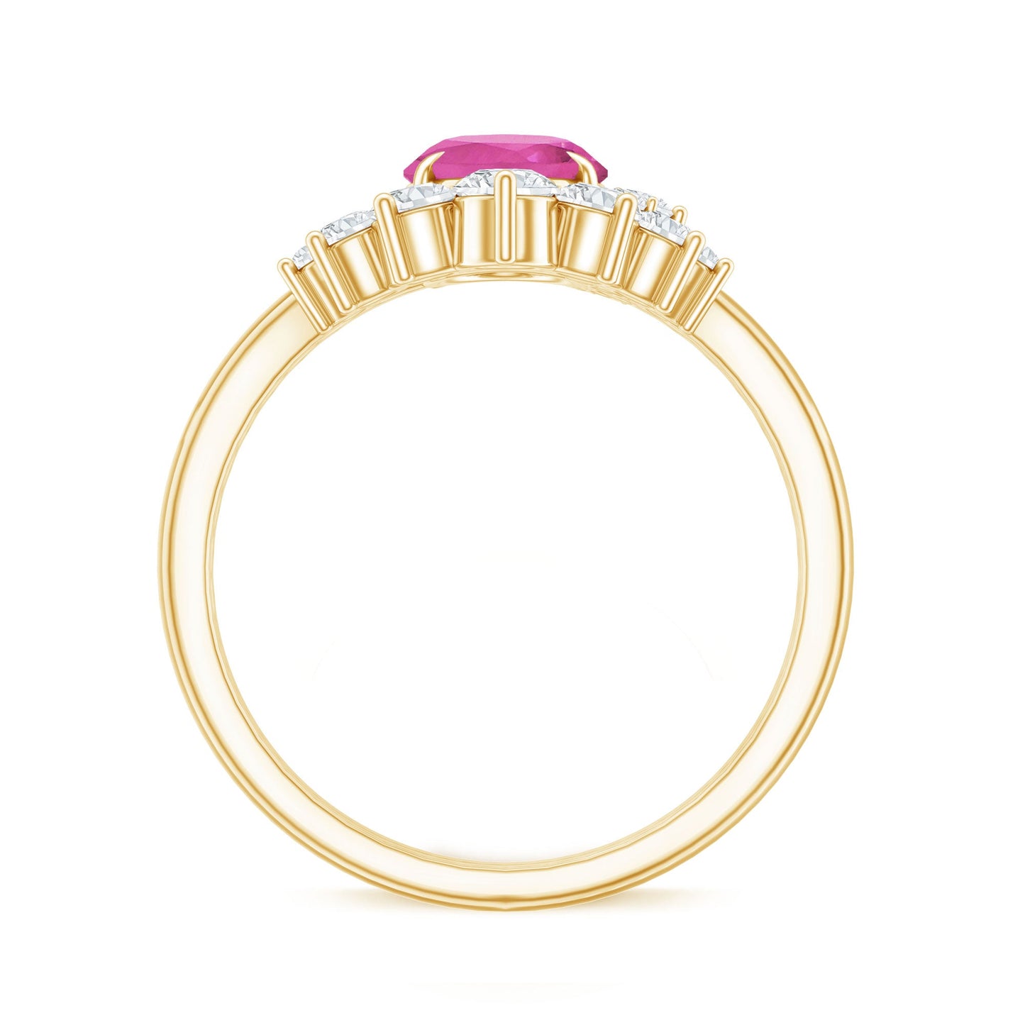 1 Carat Oval Pink Tourmaline and Diamond Wedding Ring Set