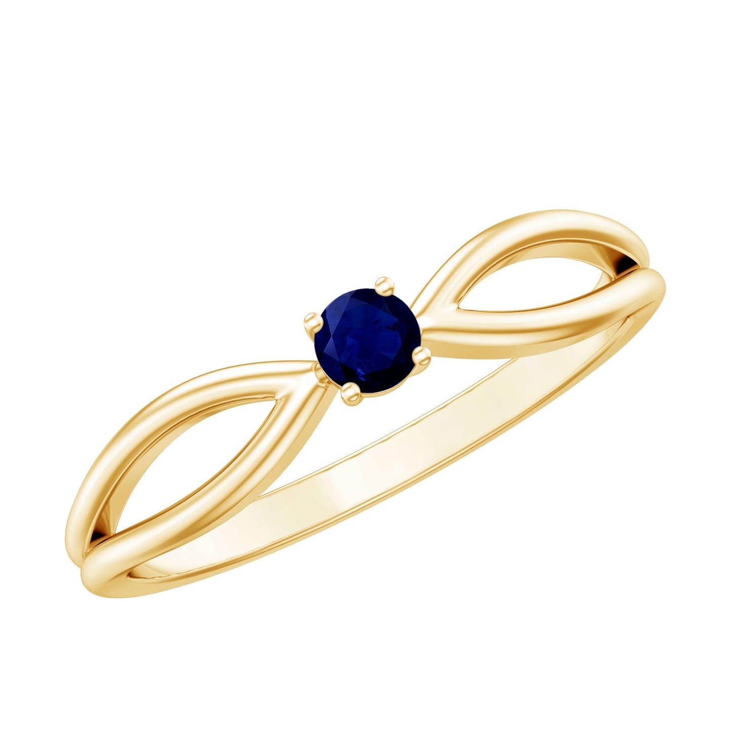 Natural Blue Sapphire Cute Promise Ring with Split Shank