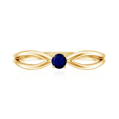 Natural Blue Sapphire Cute Promise Ring with Split Shank