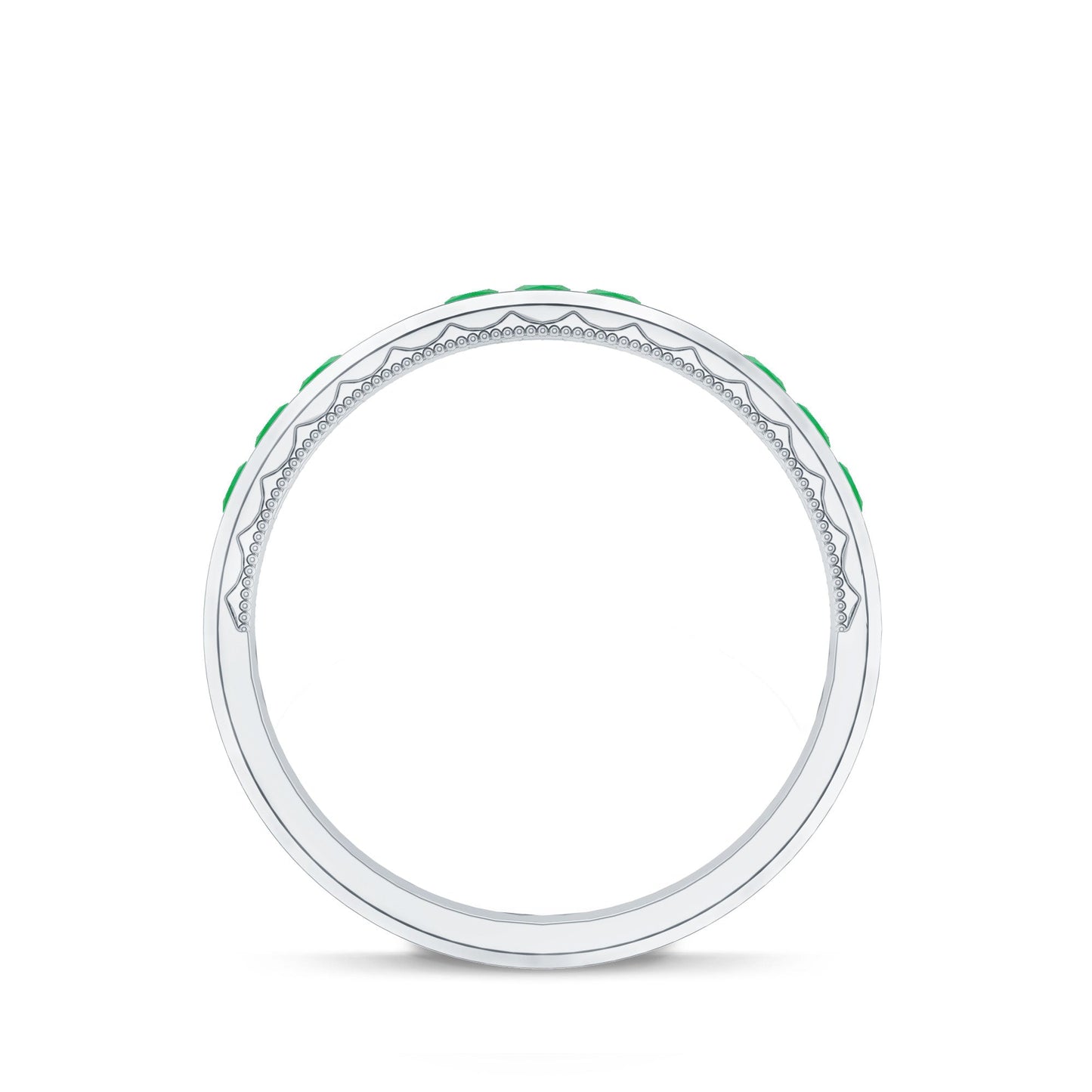 Princess Cut Emerald Mens Wedding Band in Channel Setting
