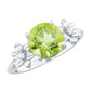 Natural 2 Carat Peridot Flower Engagement Ring with Diamond