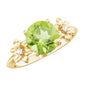 Natural 2 Carat Peridot Flower Engagement Ring with Diamond