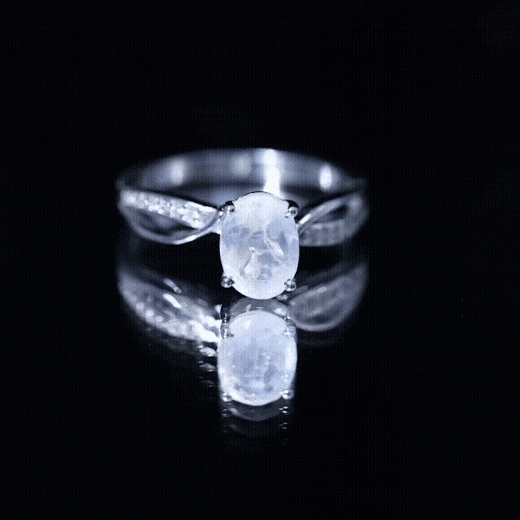 Oval Moonstone Infinity Engagement Ring with Diamond