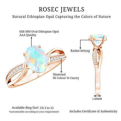 Natural 1.2 Carat Oval Opalescent Diamond Engagement Ring with Split Shank