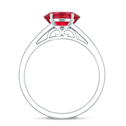 1.5 Carat Lab Grown Ruby Oval Engagement Ring with Diamond Side Stones