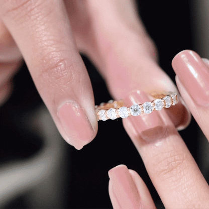 Certified Round Moissanite Eternity Wedding Band Ring