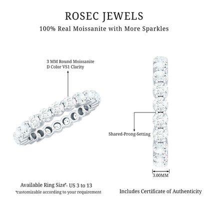 Certified Round Moissanite Eternity Wedding Band Ring