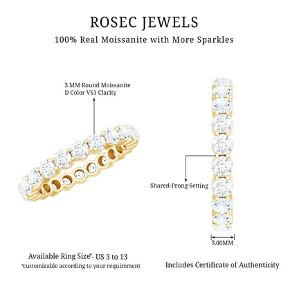 Certified Round Moissanite Eternity Wedding Band Ring