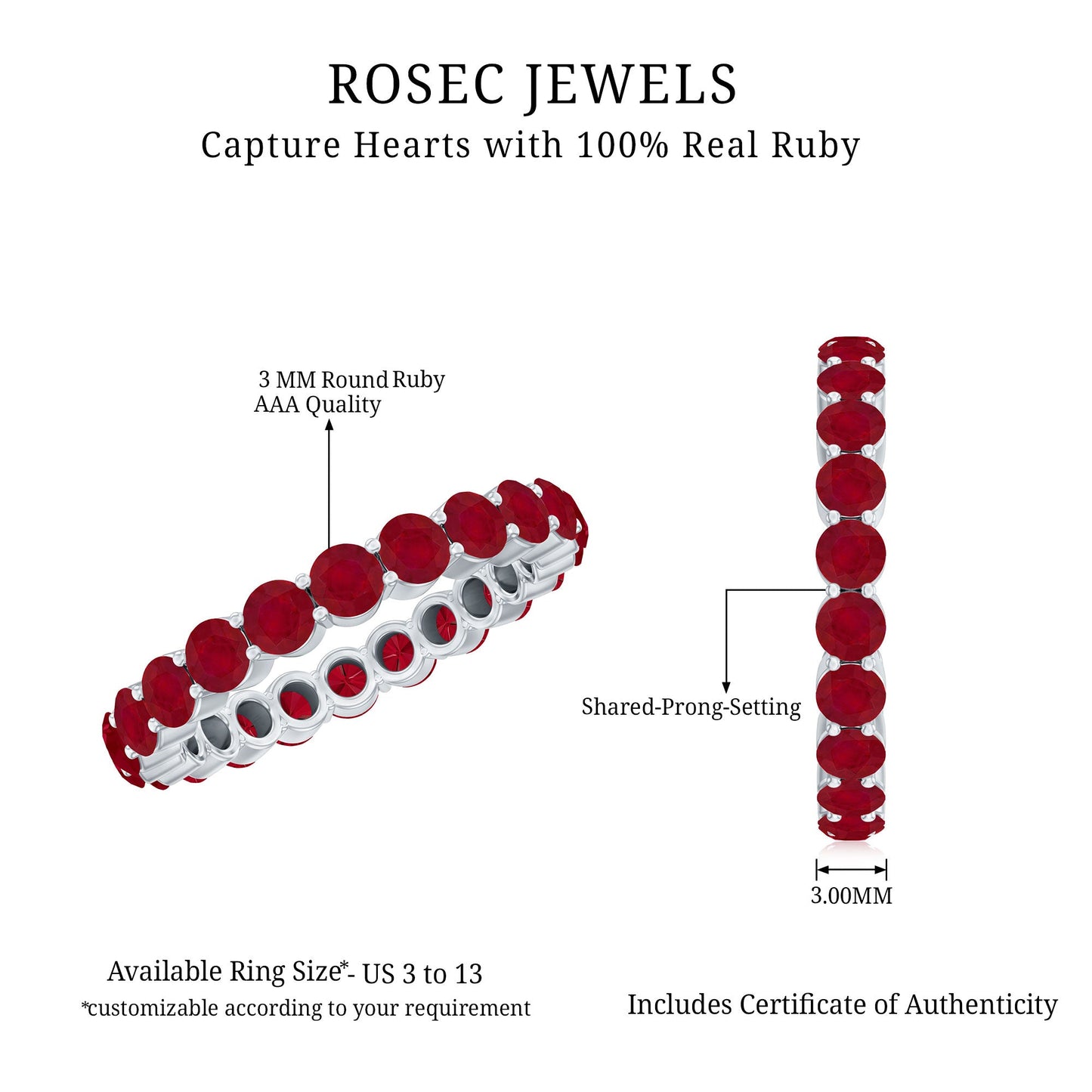 Genuine Red Ruby Full Eternity Ring