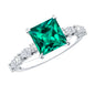 2.4 Carat Solitaire Lab Emerald Princess Cut Engagement Ring with Moissanite