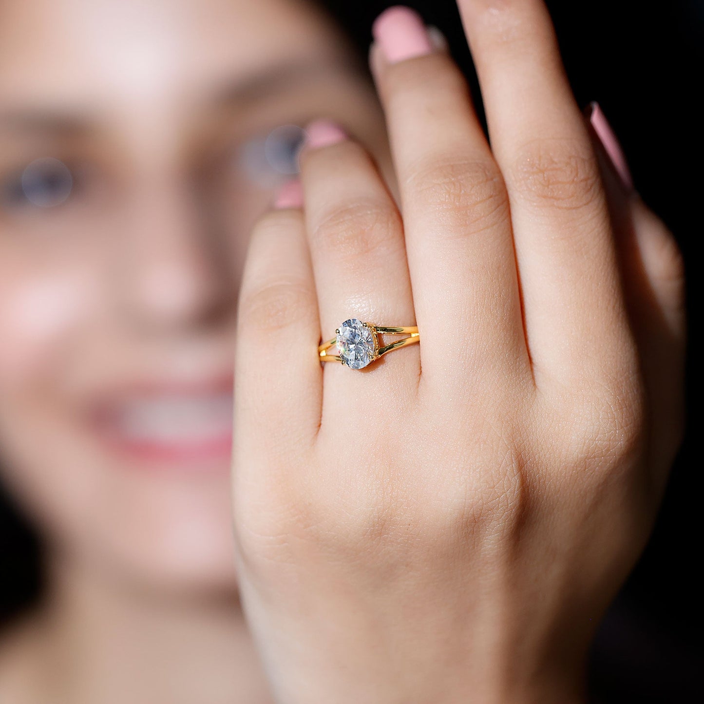 1 Carat Oval Moissanite Engagement Ring With Certificate