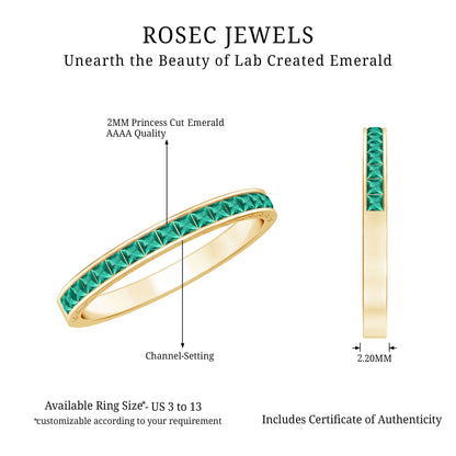 Certified Princess Cut Lab Grown Emerald Eternity Ring