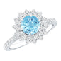 Genuine Aquamarine Cluster Engagement Ring With Certificate