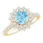 Genuine Aquamarine Cluster Engagement Ring With Certificate