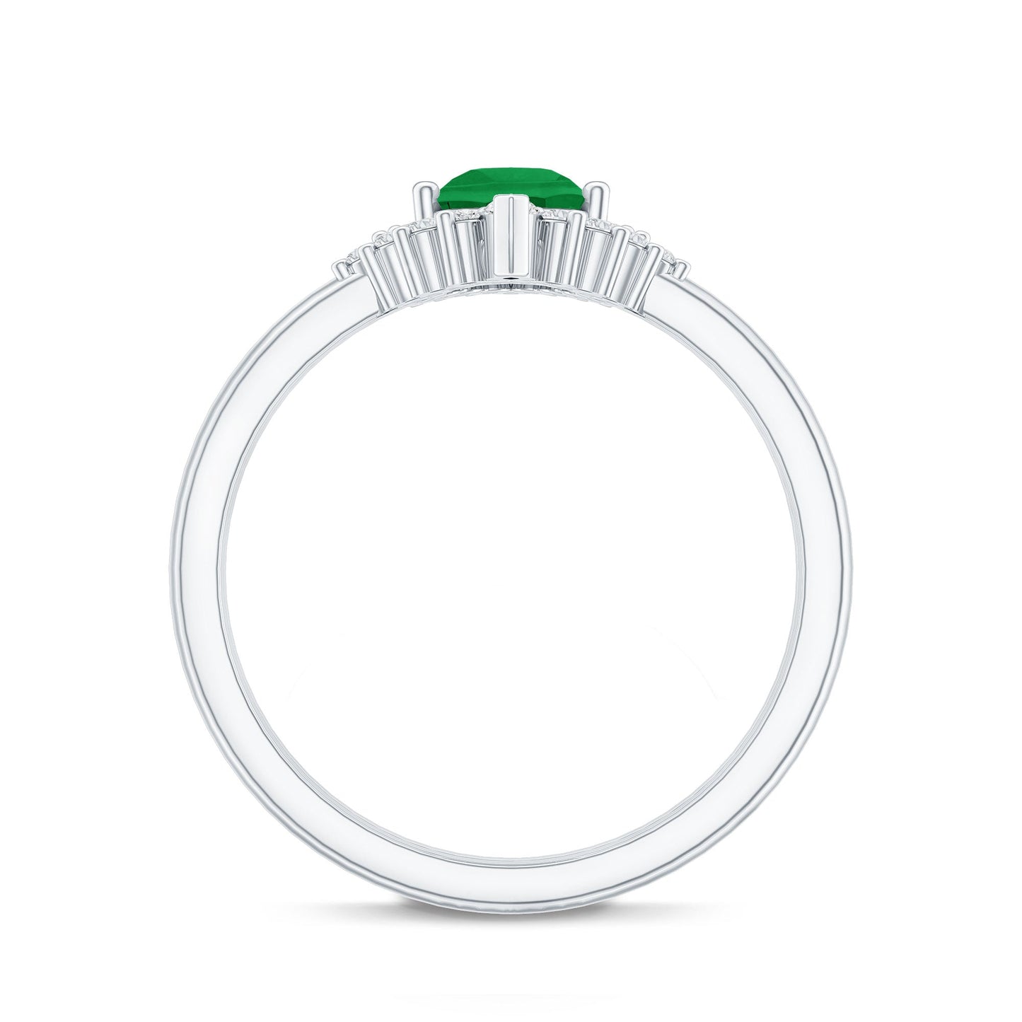 Natural Emerald Diamond Pear Shape Engagement Ring and Wedding Band Set