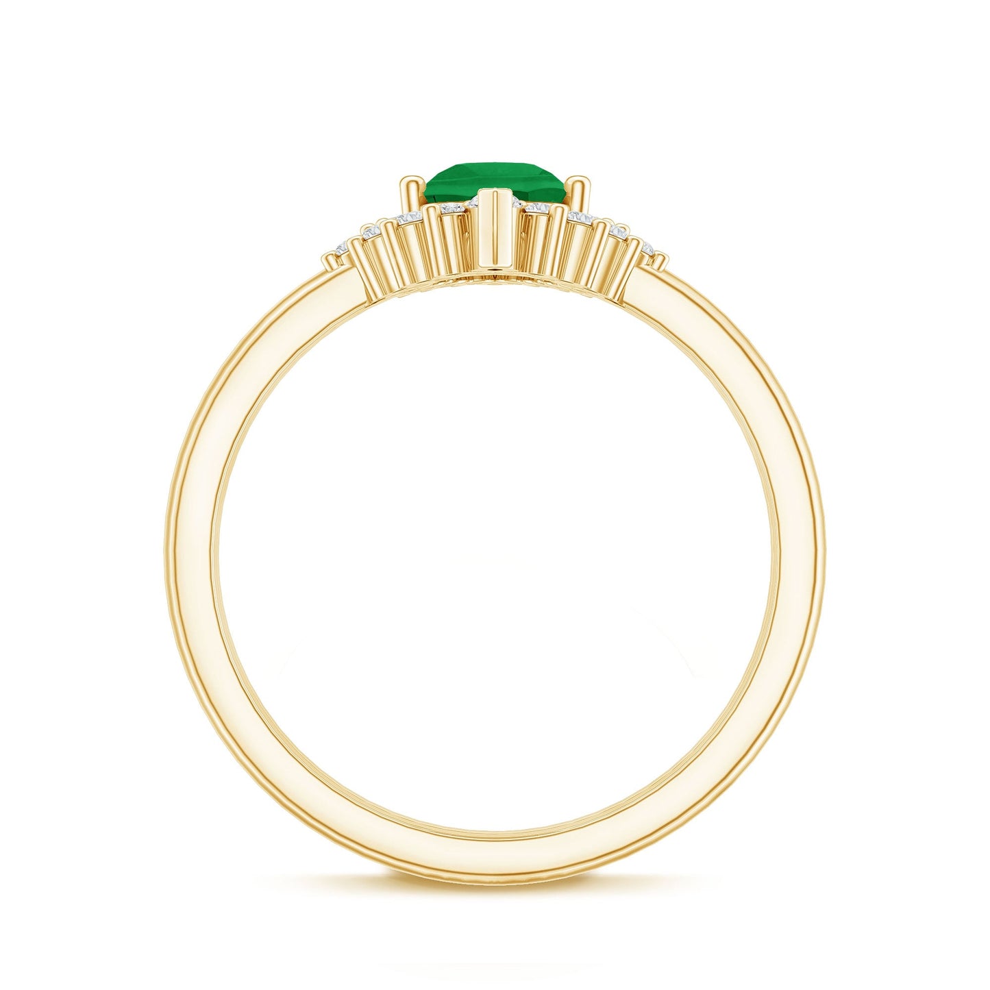 Natural Emerald Diamond Pear Shape Engagement Ring and Wedding Band Set