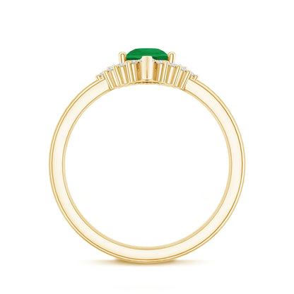Natural Emerald Diamond Pear Shape Engagement Ring and Wedding Band Set